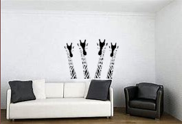 50072 - Giraffe x 4 vinyl wall art decal 1190mm x 865mm